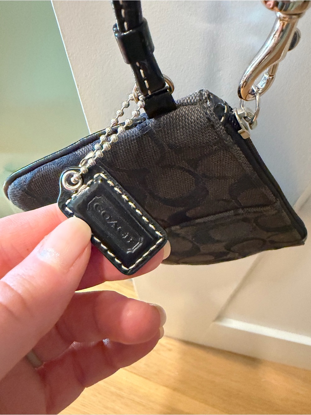 Coach Black Signature Wristlet with Detachable Strap - Black - Picture 2 of 3